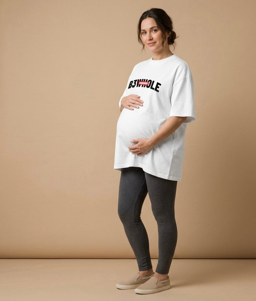 B3Whole Worldwide 2 White/Black & Red Mom Tee