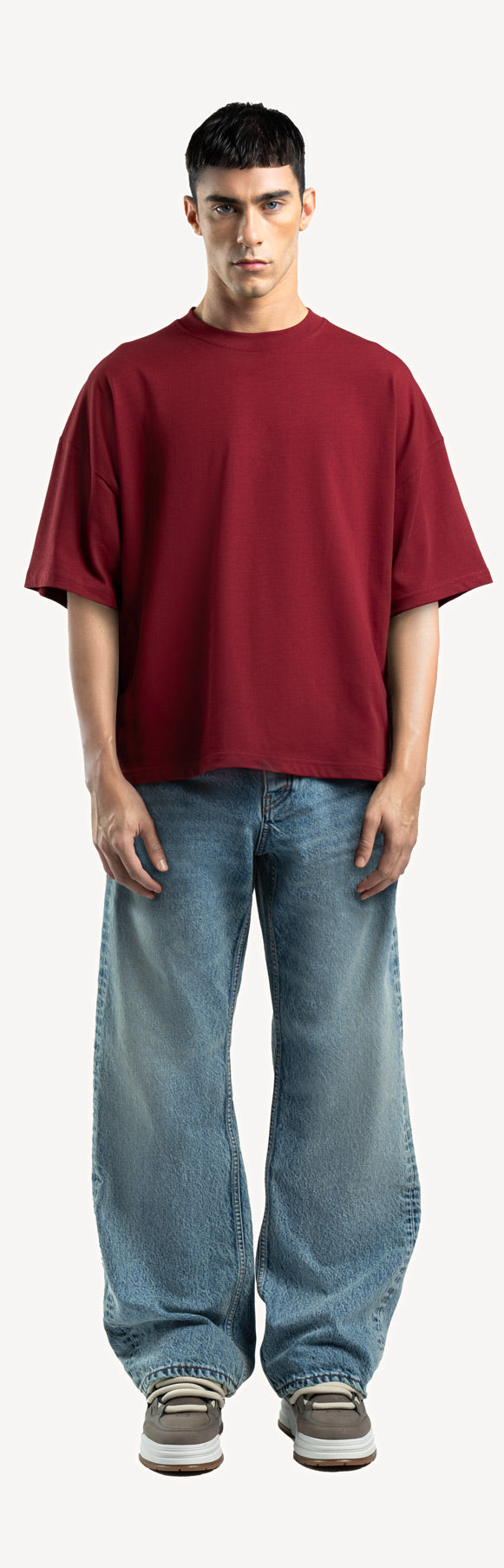 Faded Blue Mid Loose Fit Jeans