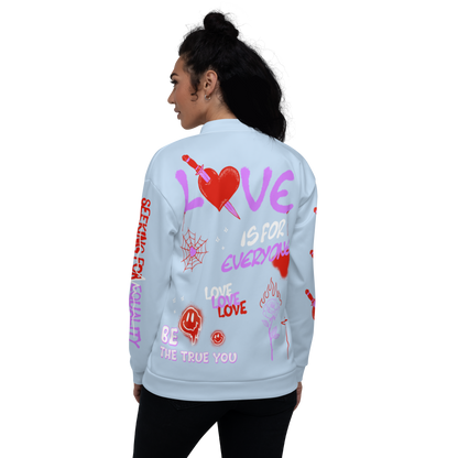 LOVE IS FOR EVERYONE Baby Blue Bomber Jacket