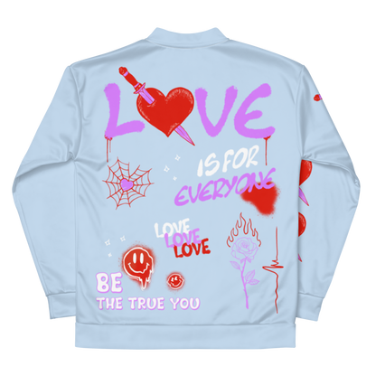 LOVE IS FOR EVERYONE Baby Blue Bomber Jacket