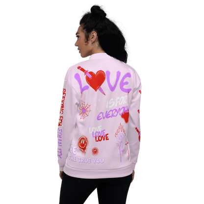 Pink LOVE IS FOR EVERYONE Unisex Bomber Jacket