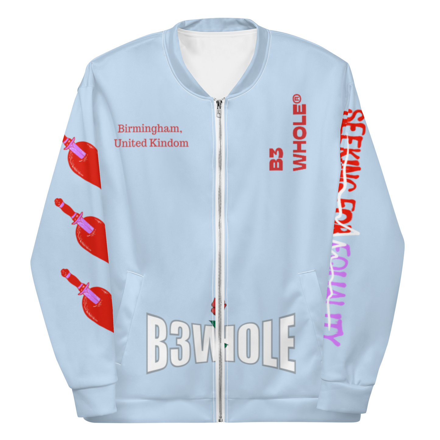 LOVE IS FOR EVERYONE Baby Blue Bomber Jacket